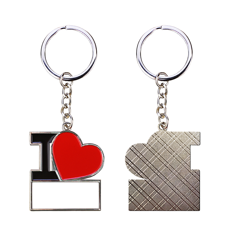 Sublimation Metal Keychain "I Love" Heart Shape Printable Keyring Heart Love Heat Transfer Press Blank Key Chains
