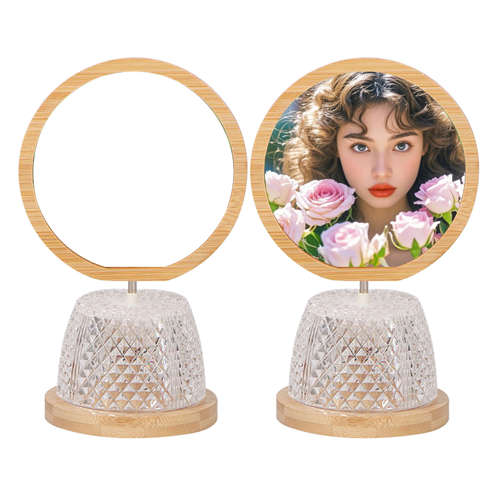 Sublimation Blank USB Night Light Photo Frames Blanks Bamboo Photo Frame Home Display for Creative Gift