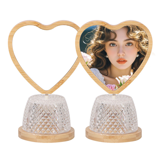 Sublimation Blank USB Night Light Photo Frames Blanks Bamboo Photo Frame Home Display for Creative Gift