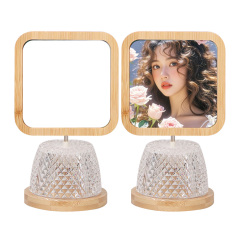 Sublimation Blank USB Night Light Photo Frames Blanks Bamboo Photo Frame Home Display for Creative Gift