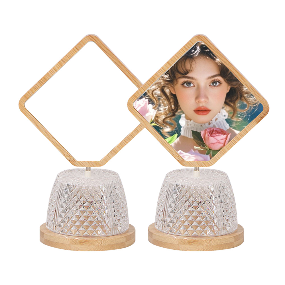 Sublimation Blank USB Night Light Photo Frames Blanks Bamboo Photo Frame Home Display for Creative Gift
