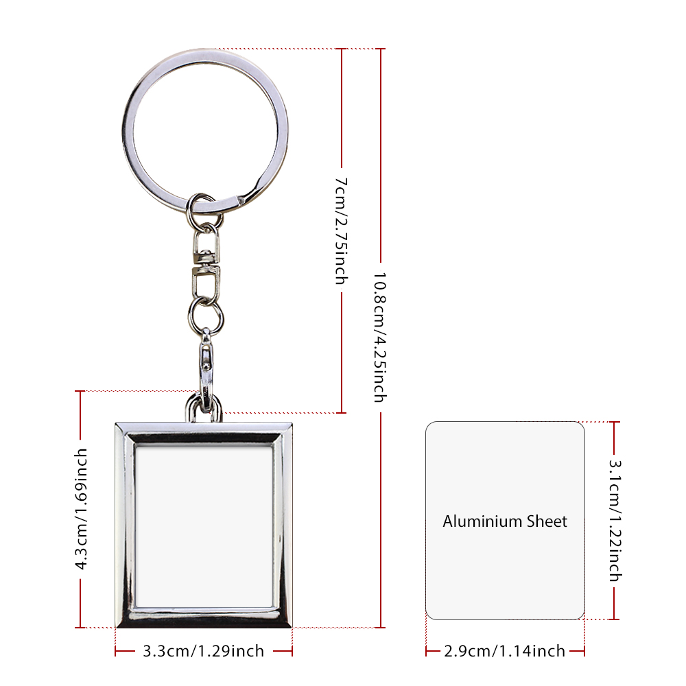 Sublimation Blank Metal Keychain Photo Frame Keychains DIY Custom Design Printable Keyring 6 Shapes Available