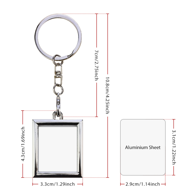 Sublimation Blank Metal Keychain Photo Frame Keychains DIY Custom Design Printable Keyring 6 Shapes Available
