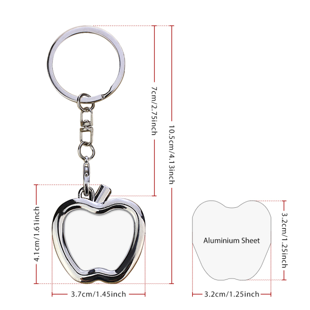 Sublimation Blank Metal Keychain Photo Frame Keychains DIY Custom Design Printable Keyring 6 Shapes Available