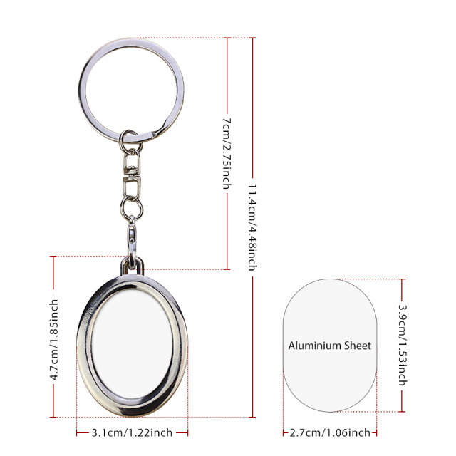 Sublimation Blank Metal Keychain Photo Frame Keychains DIY Custom Design Printable Keyring 6 Shapes Available
