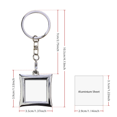 Sublimation Blank Metal Keychain Photo Frame Keychains DIY Custom Design Printable Keyring 6 Shapes Available