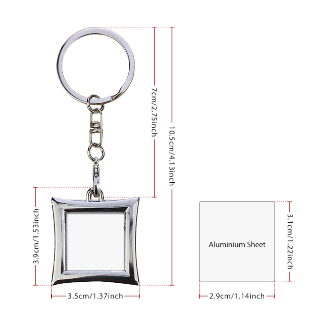 Sublimation Blank Metal Keychain Photo Frame Keychains DIY Custom Design Printable Keyring 6 Shapes Available