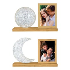 Sublimation Blank Bamboo Photo Frames Blank Atmosphere Photo Frame with Night Light Home Display for Creative Gift