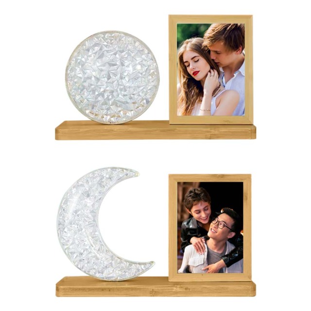 Sublimation Blank Bamboo Photo Frames Blank Atmosphere Photo Frame with Night Light Home Display for Creative Gift