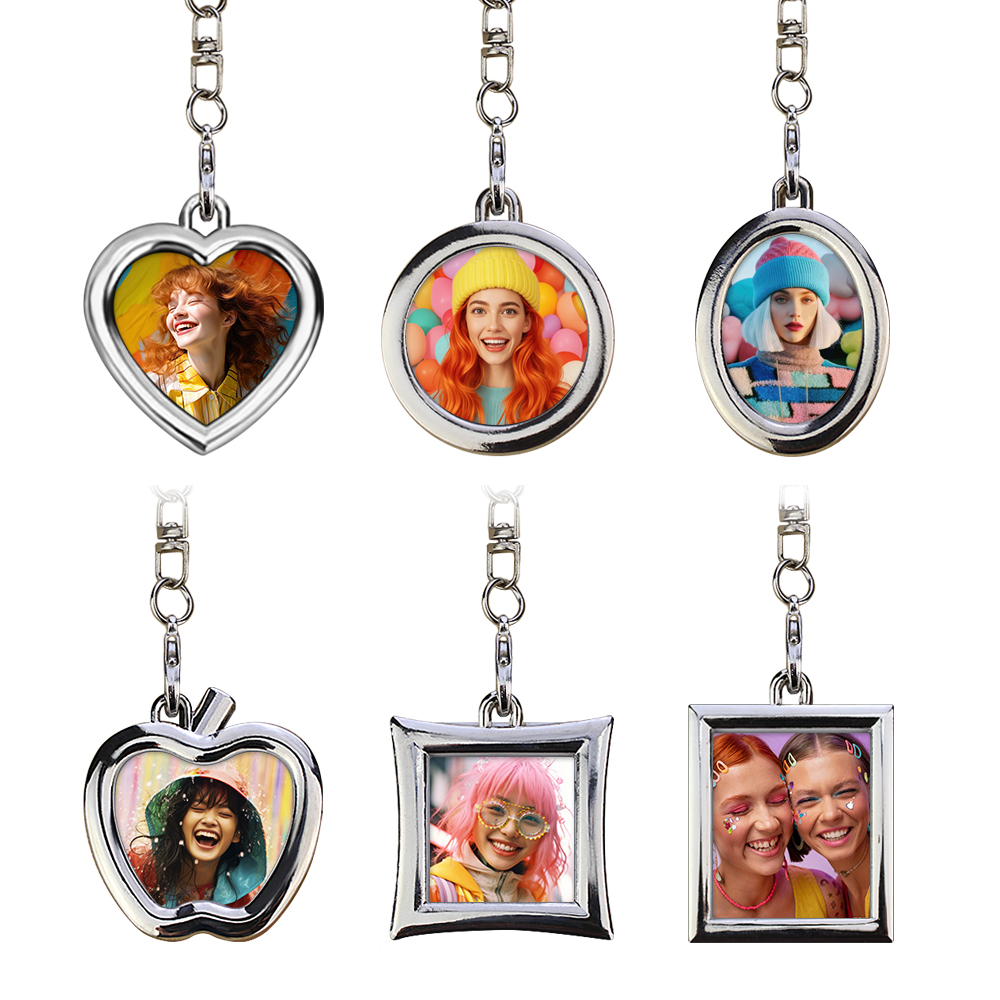 Sublimation Blank Metal Keychain Photo Frame Keychains DIY Custom Design Printable Keyring 6 Shapes Available