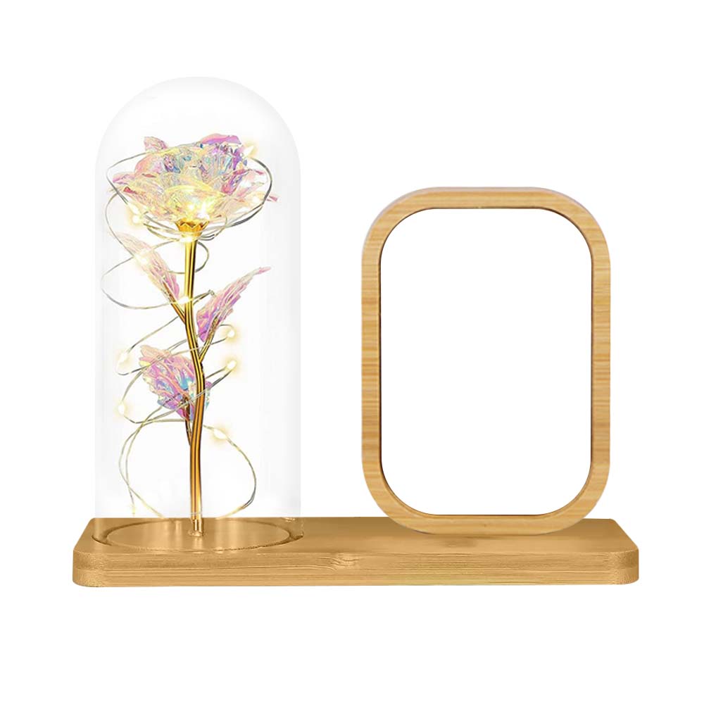 Sublimation Blank Bamboo Photo Frames Blank Atmosphere Photo Frame with Night Light Home Display for Creative Gift