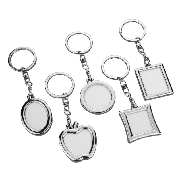 Sublimation Blank Metal Keychain Photo Frame Keychains DIY Custom Design Printable Keyring 6 Shapes Available