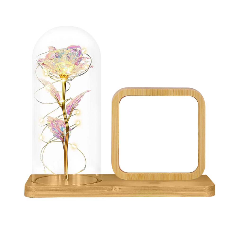 Sublimation Blank Bamboo Photo Frames Blank Atmosphere Photo Frame with Night Light Home Display for Creative Gift