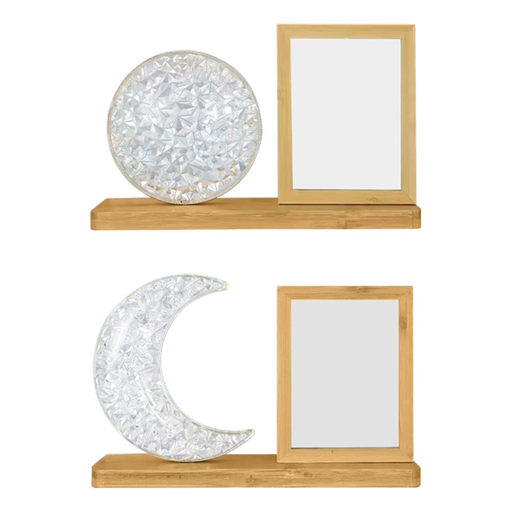 Sublimation Blank Bamboo Photo Frames Blank Atmosphere Photo Frame with Night Light Home Display for Creative Gift