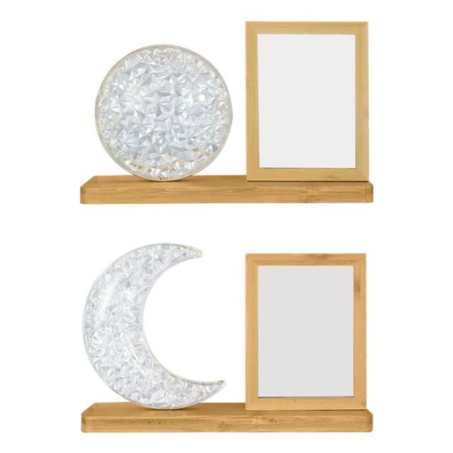 Sublimation Blank Bamboo Photo Frames Blank Atmosphere Photo Frame with Night Light Home Display for Creative Gift