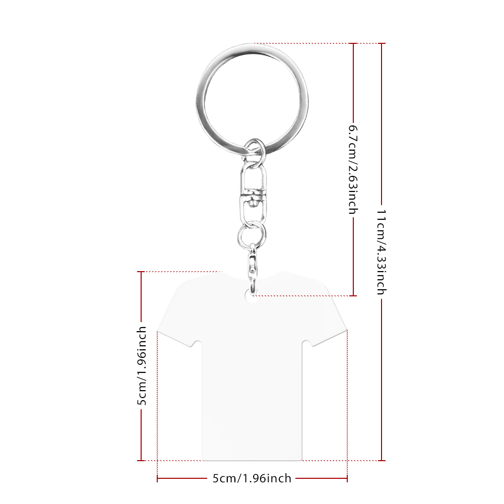 Sublimation Aluminium Double Sided Print T-shirt Shape Keyring Custom Sublimation Aluminum Keychain