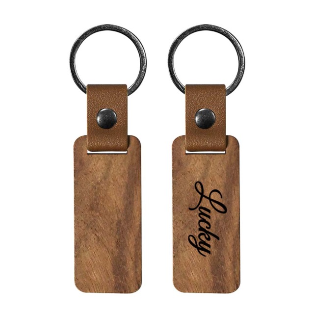 Laser Engraving Solid Beech Wood Keyring DIY Keychain Personalized Wood Keychains