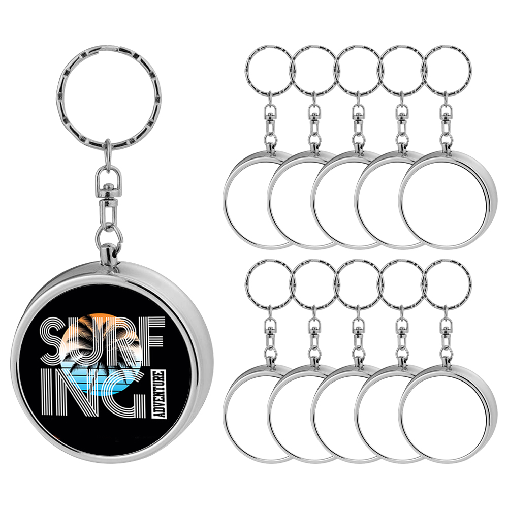 Sublimation Blank Ashtray Keychain Metal Keychains DIY Custom Design Printable Keyring Round Metal Portable Ashtray Small Pendant Blank Thermal Transfer Small Gift