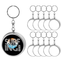 Sublimation Blank Ashtray Keychain Metal Keychains DIY Custom Design Printable Keyring Round Metal Portable Ashtray Small Pendant Blank Thermal Transfer Small Gift