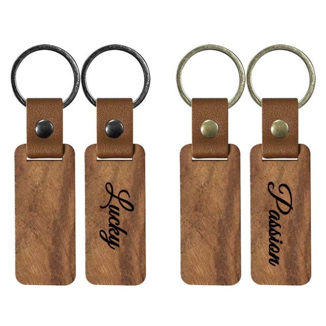Laser Engraving Solid Beech Wood Keyring DIY Keychain Personalized Wood Keychains