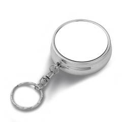 Sublimation Blank Ashtray Keychain Metal Keychains DIY Custom Design Printable Keyring Round Metal Portable Ashtray Small Pendant Blank Thermal Transfer Small Gift