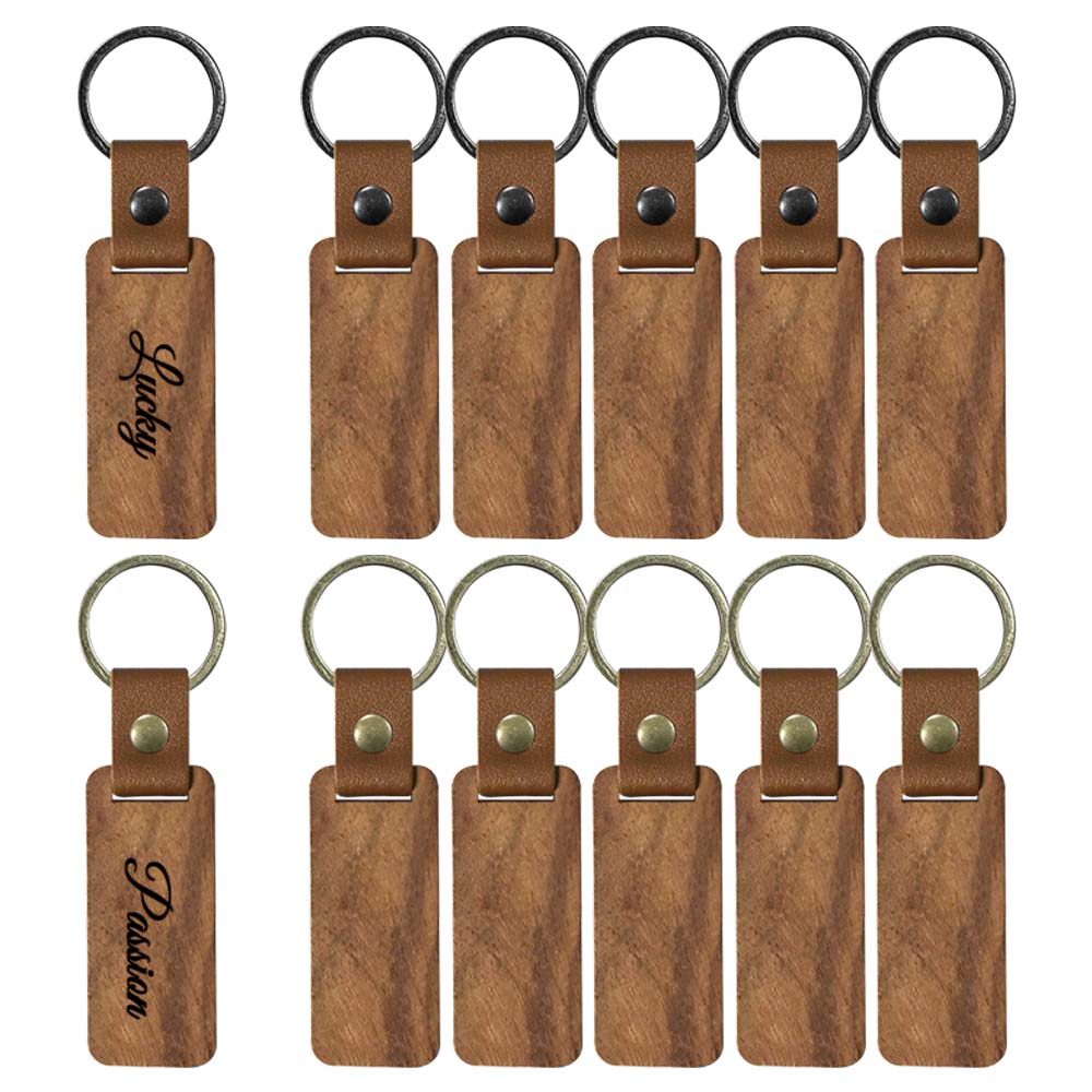 Laser Engraving Solid Beech Wood Keyring DIY Keychain Personalized Wood Keychains