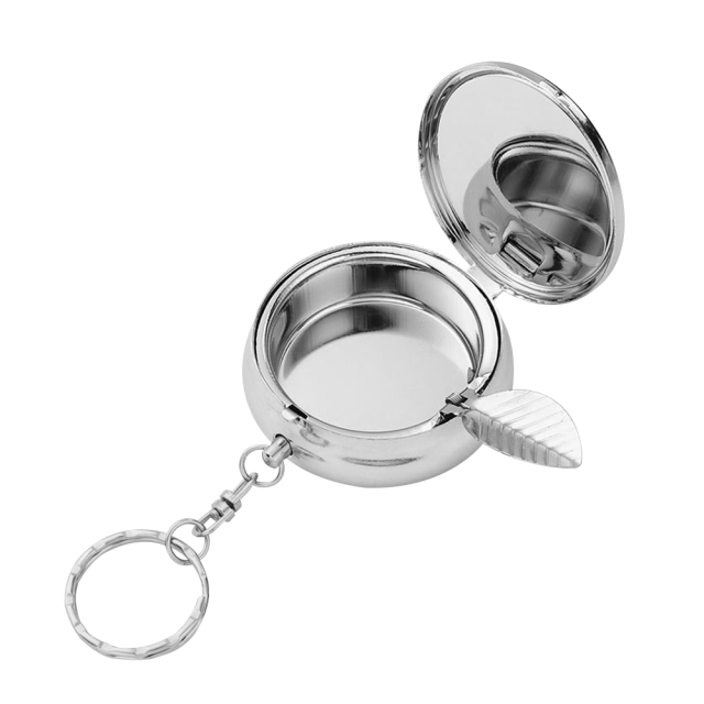 Sublimation Blank Ashtray Keychain Metal Keychains DIY Custom Design Printable Keyring Round Metal Portable Ashtray Small Pendant Blank Thermal Transfer Small Gift