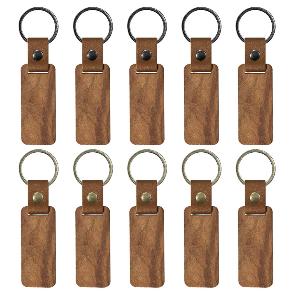 Laser Engraving Solid Beech Wood Keyring DIY Keychain Personalized Wood Keychains