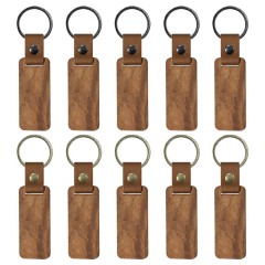 Laser Engraving Solid Beech Wood Keyring DIY Keychain Personalized Wood Keychains