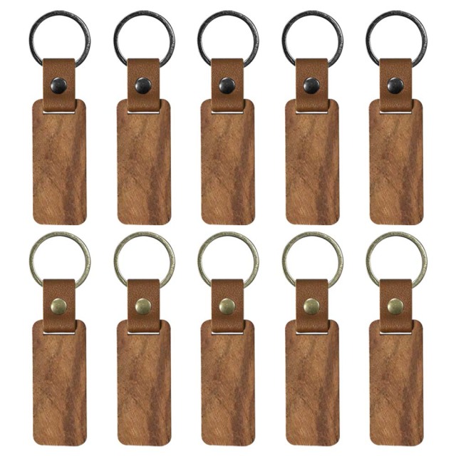 Laser Engraving Solid Beech Wood Keyring DIY Keychain Personalized Wood Keychains