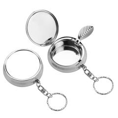 Sublimation Blank Ashtray Keychain Metal Keychains DIY Custom Design Printable Keyring Round Metal Portable Ashtray Small Pendant Blank Thermal Transfer Small Gift