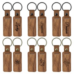 Laser Engraving Solid Beech Wood Keyring DIY Keychain Personalized Wood Keychains