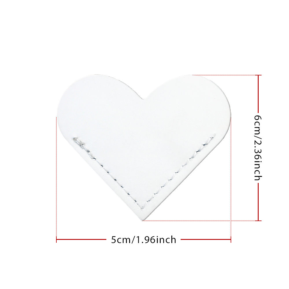 Sublimation PU Leather Bookmark Clip School Supply Double-side Printable Heat Transfer Heart Shape Bookmarks