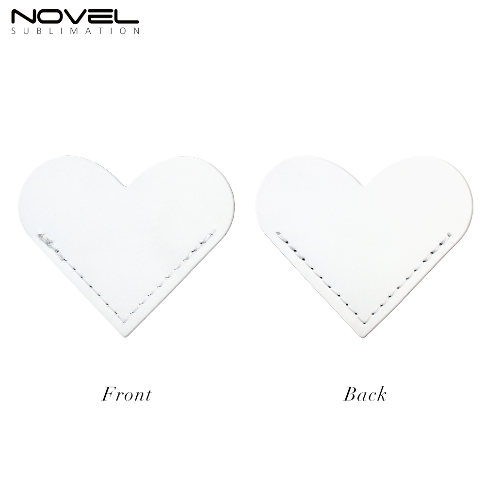 Sublimation PU Leather Bookmark Clip School Supply Double-side Printable Heat Transfer Heart Shape Bookmarks