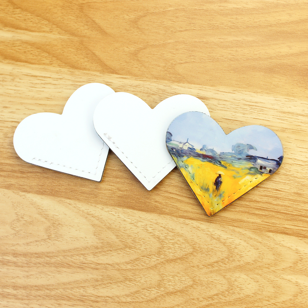 Sublimation PU Leather Bookmark Clip School Supply Double-side Printable Heat Transfer Heart Shape Bookmarks