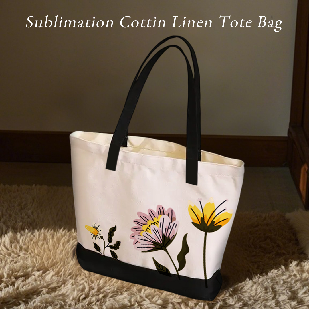 New Arrival Sublimation Blank Jute and Black Bag Reusable Custom Tote Bag Shoppong Bag