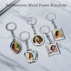 Sublimation Blank Metal Keychain Photo Frame Keychains DIY Custom Design Printable Keyring 6 Shapes Available