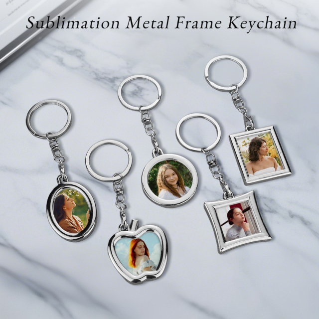 Sublimation Blank Metal Keychain Photo Frame Keychains DIY Custom Design Printable Keyring 6 Shapes Available