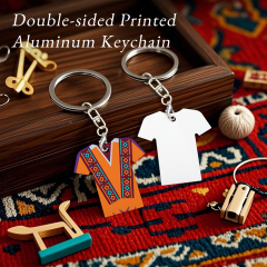 Sublimation Aluminium Double Sided Print T-shirt Shape Keyring Custom Sublimation Aluminum Keychain