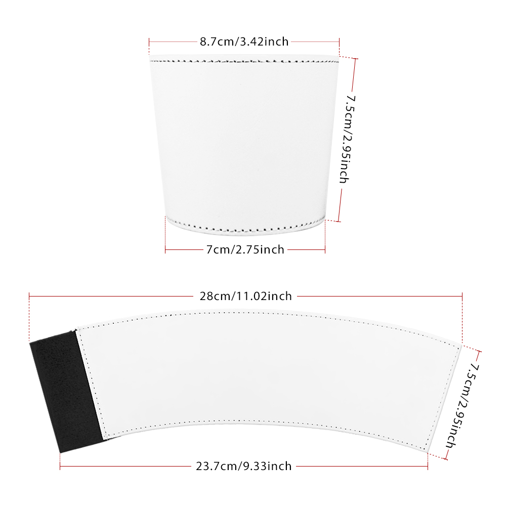 Sublimation PU Leather Coffee Cup Protector Coffee Cup Sleeve - Durable & Stylish Heat Transfer Ready for Customization
