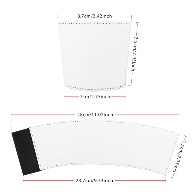 Sublimation PU Leather Coffee Cup Protector Coffee Cup Sleeve - Durable & Stylish Heat Transfer Ready for Customization