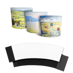 Sublimation PU Leather Coffee Cup Protector Coffee Cup Sleeve - Durable & Stylish Heat Transfer Ready for Customization