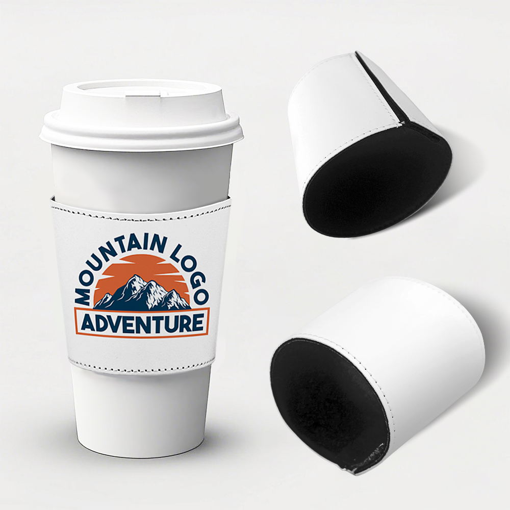 Sublimation PU Leather Coffee Cup Protector Coffee Cup Sleeve - Durable & Stylish Heat Transfer Ready for Customization