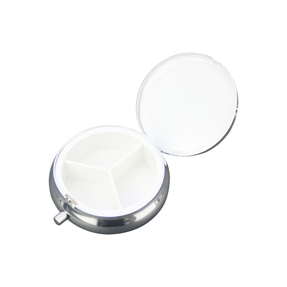 Sublimation 3 Grids Pill Box Custom Heat Transfer Metal Pill Box - Personalized Medication Organizer for Bulk Orders & Promotional Gifts