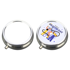 Sublimation 3 Grids Pill Box Custom Heat Transfer Metal Pill Box - Personalized Medication Organizer for Bulk Orders & Promotional Gifts