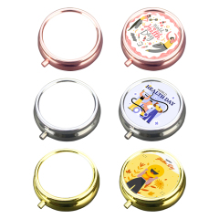 Sublimation 3 Grids Pill Box Custom Heat Transfer Metal Pill Box - Personalized Medication Organizer for Bulk Orders & Promotional Gifts