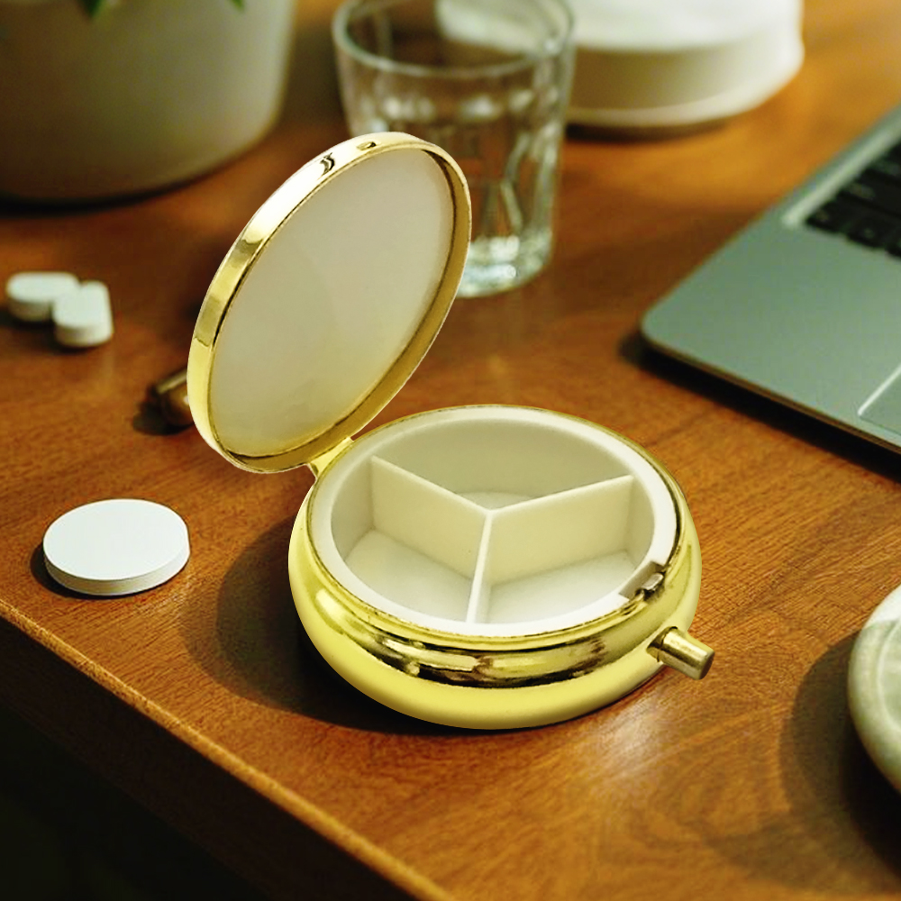 Sublimation 3 Grids Pill Box Custom Heat Transfer Metal Pill Box - Personalized Medication Organizer for Bulk Orders & Promotional Gifts