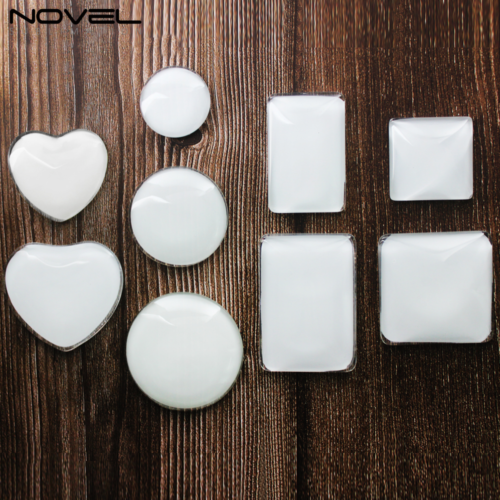Sublimation Blank Glass Crystal Fridge Magnets-Round/Square/Rectangle/Heart Custom Heat Transfer Crystal Glass  Magnet