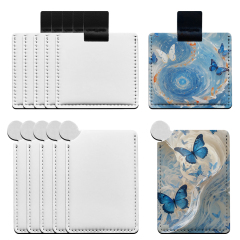 Sublimation Printed PU Leather Pocket Stainless Steel Mirror Custom Heat Transfer Leather Case Stainless Steel Mirror