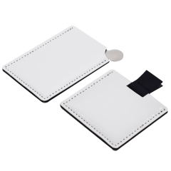 Sublimation Printed PU Leather Pocket Stainless Steel Mirror Custom Heat Transfer Leather Case Stainless Steel Mirror